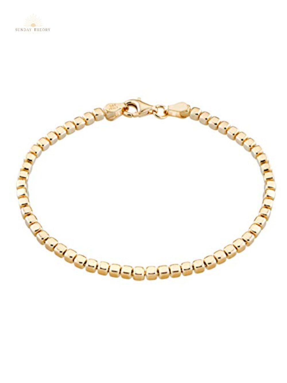 925 Sterling Silver Organic Bead Bracelet, Italian, Gold Plated